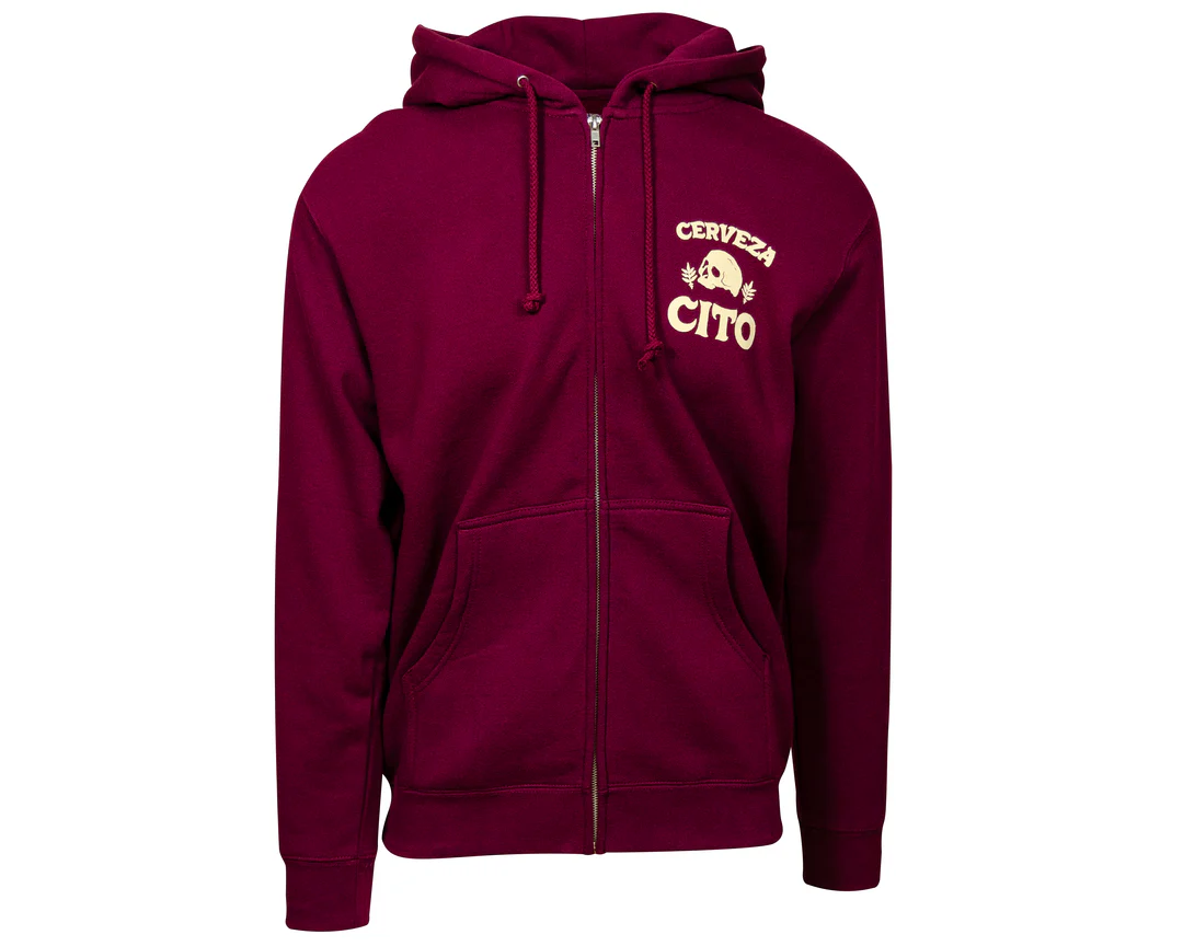 Cerveza OG Zip Up Hoodie - Maroon - Image 2