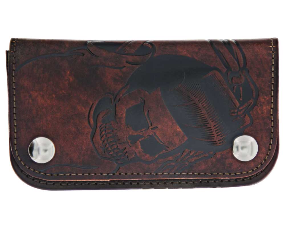 Skeleton Chained Biker Wallet - Antique Brown - Image 2