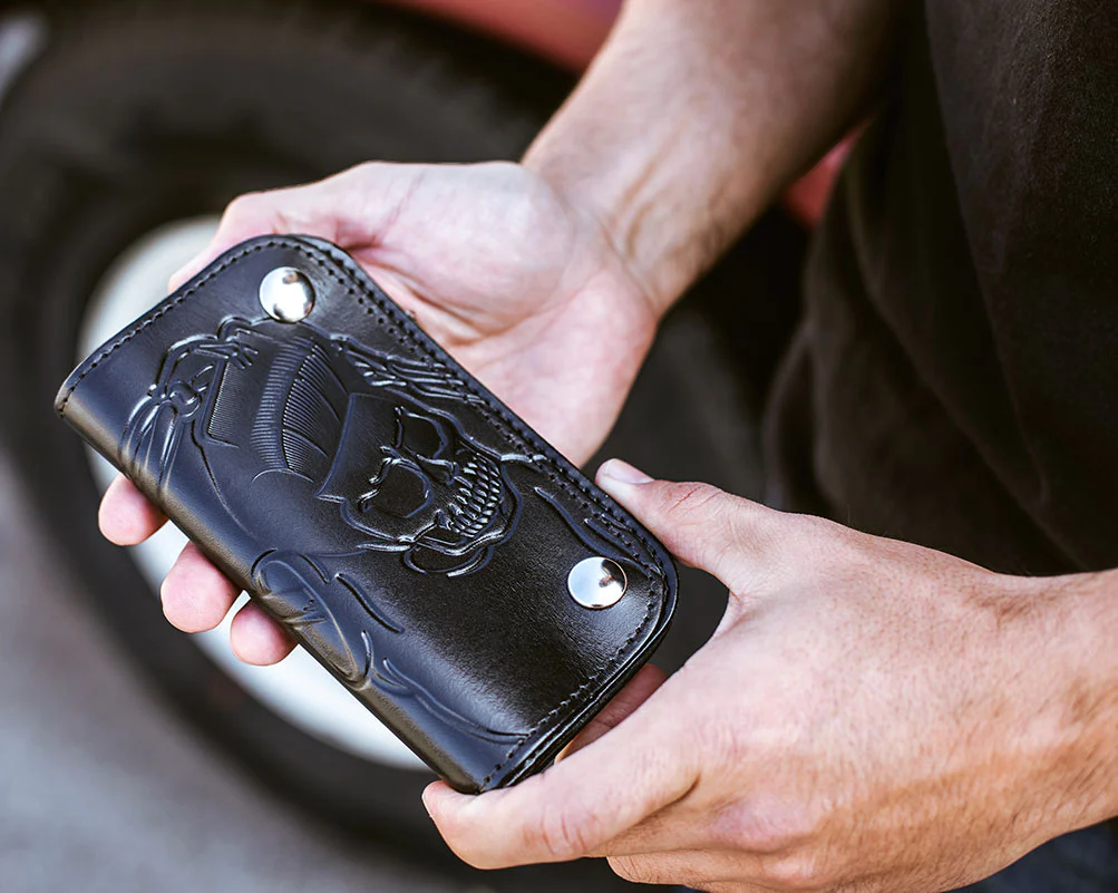 Skeleton Chained Biker Wallet - Black - Image 4